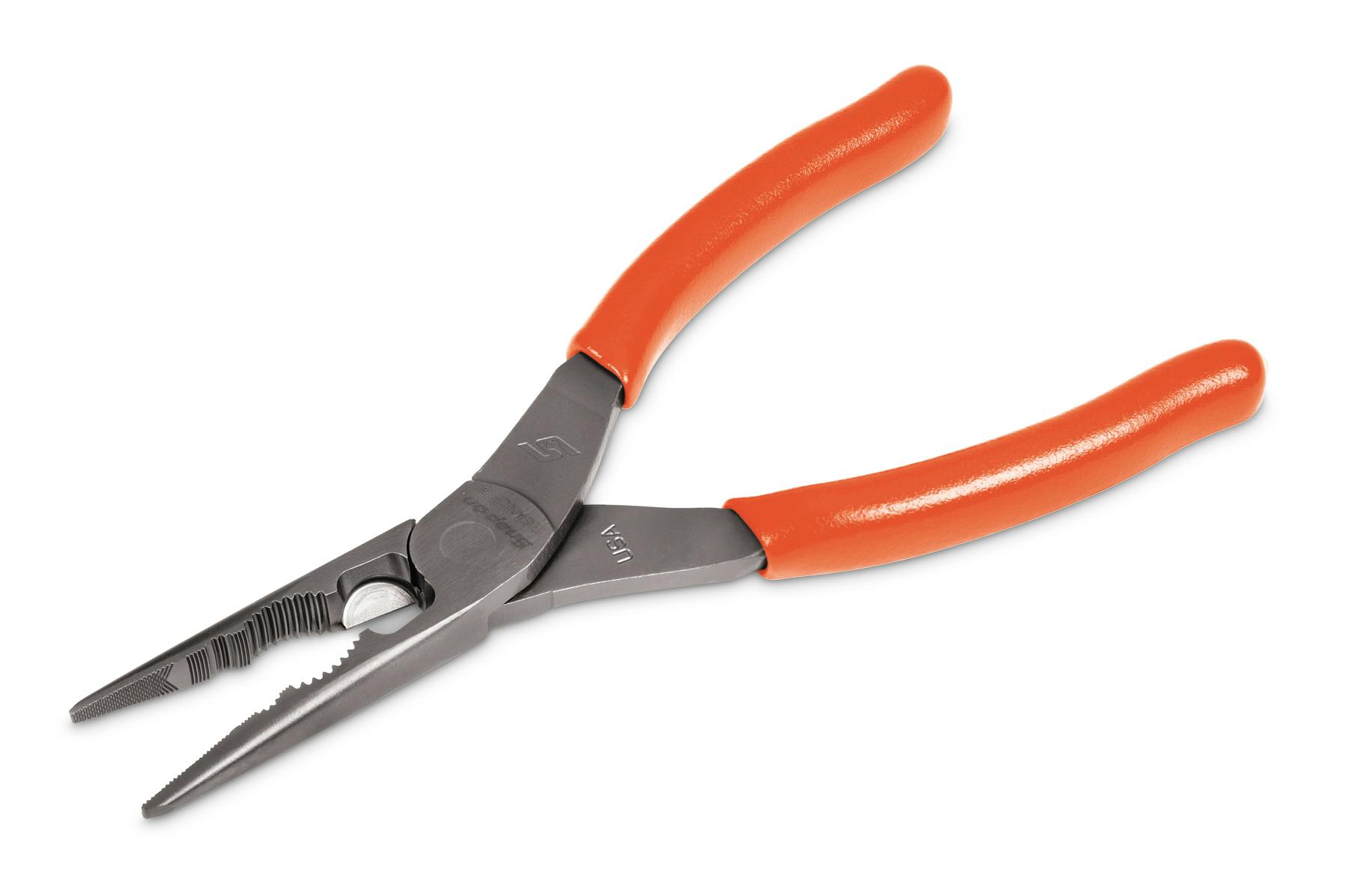Snap-on 8" Long Nose Pliers with Cutter and Side Fastener 