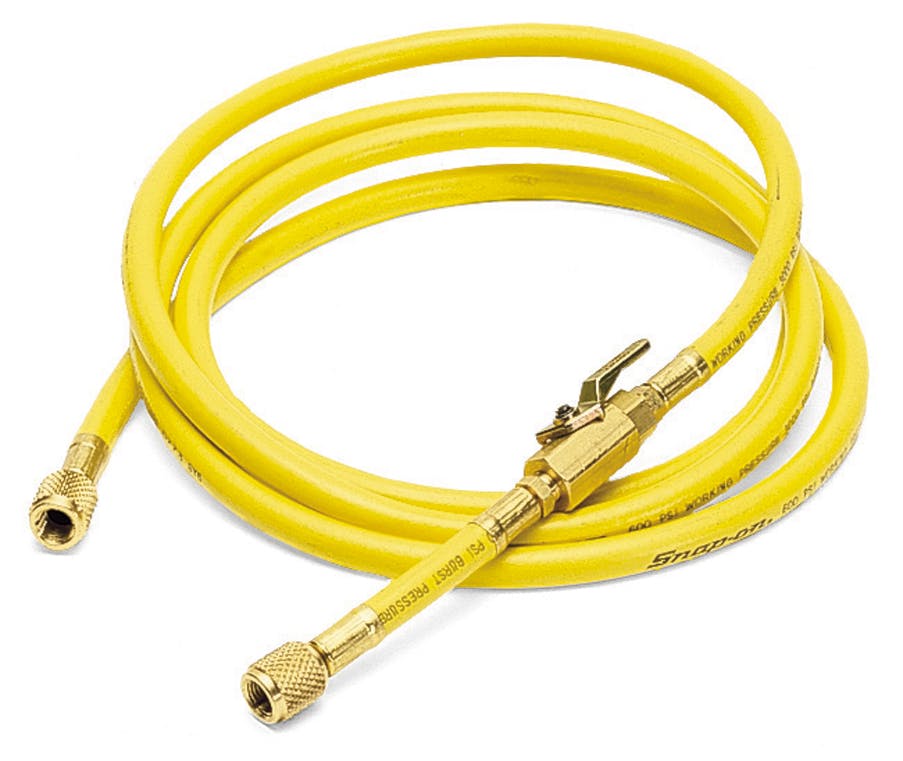 Mastercool 45722 72" R-12 Yellow Hose With Auto Shut-Off Valve Fittings 