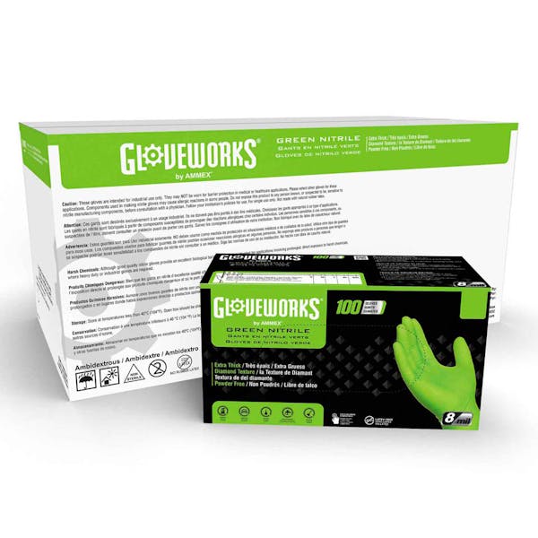 Gloveworks® HD Green Nitrile Gloves Large, AGPGWGN46100