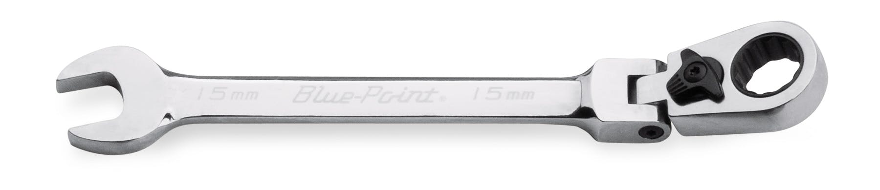 15 mm 12-Point Metric 15° Offset Flex-Head Ratcheting Box/Open-End