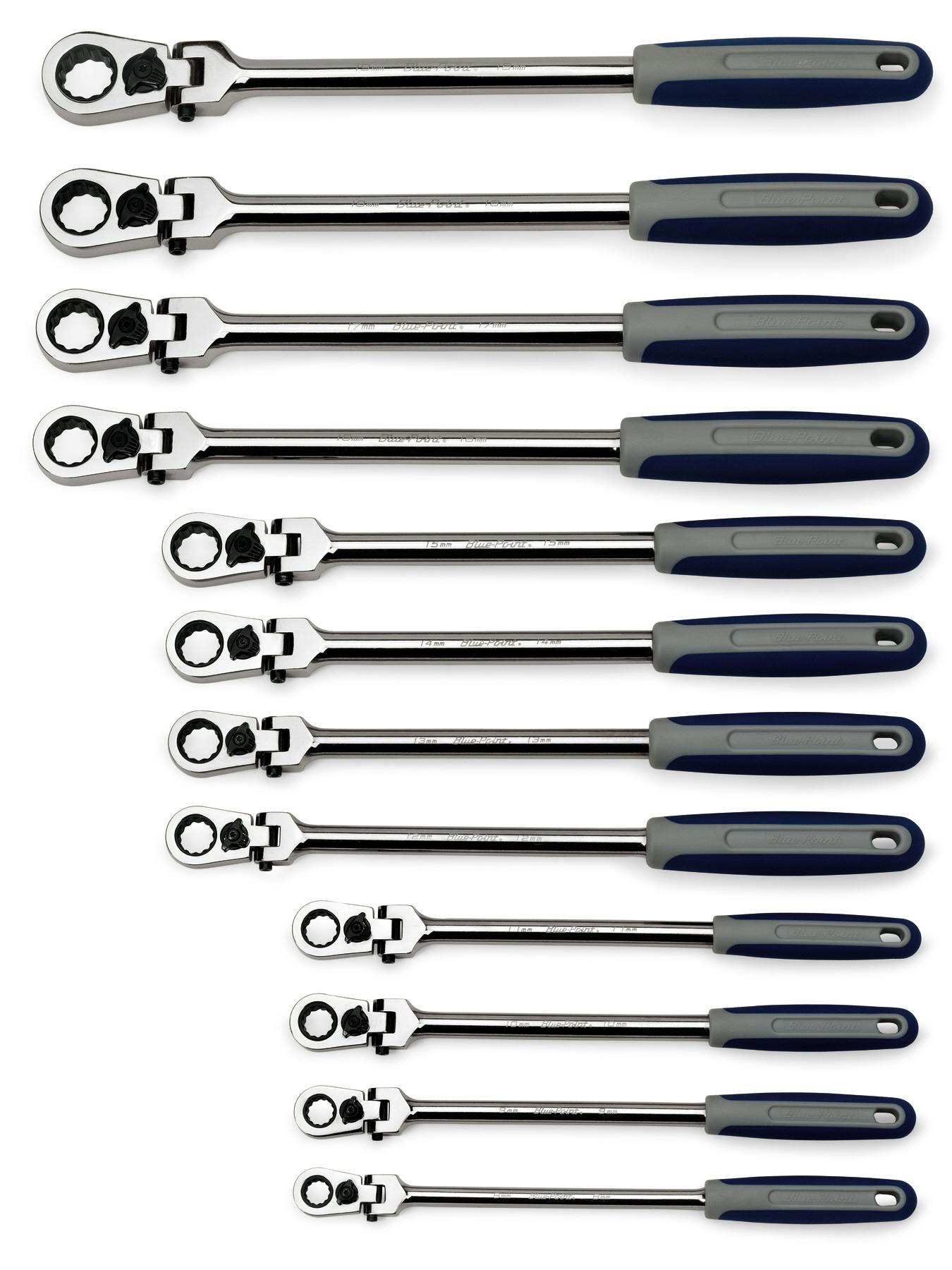 12 pc 12-Point Metric Locking Flex-Head Ratcheting Box Wrench Set (8-19 mm)  (Blue-Point®)