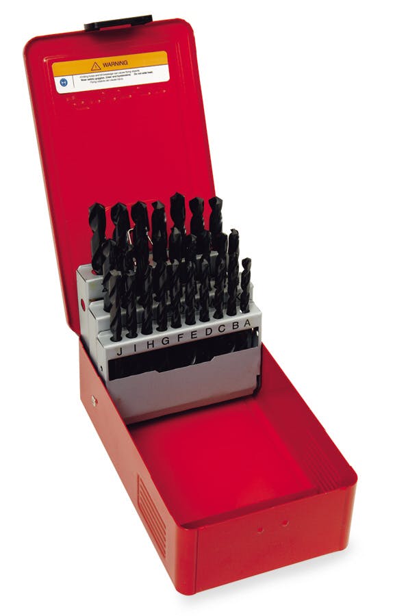 26 pc High-Speed Jobber Length Letter Size 118° Point Drill Bit Set