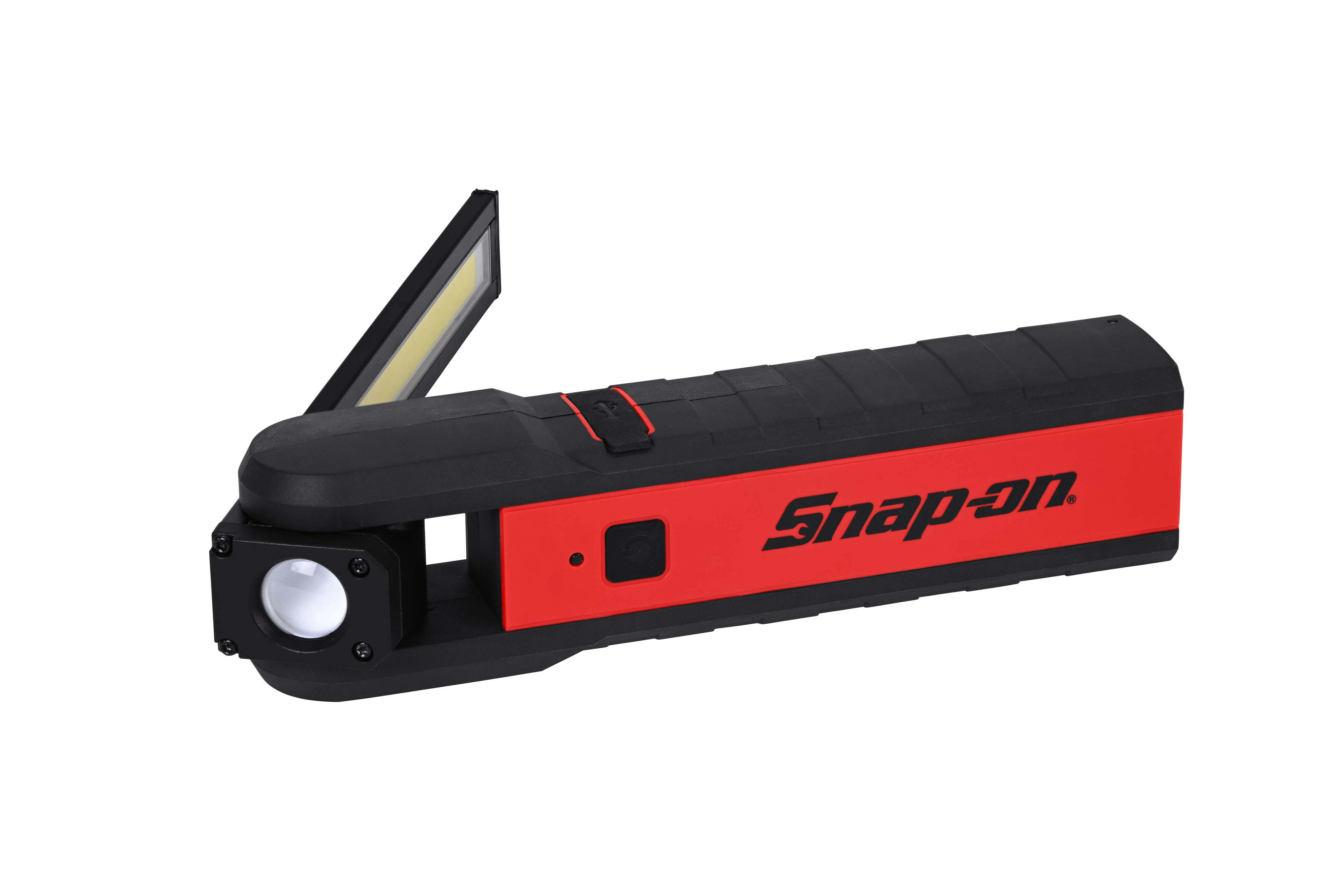 Snap on store rechargeable flashlight