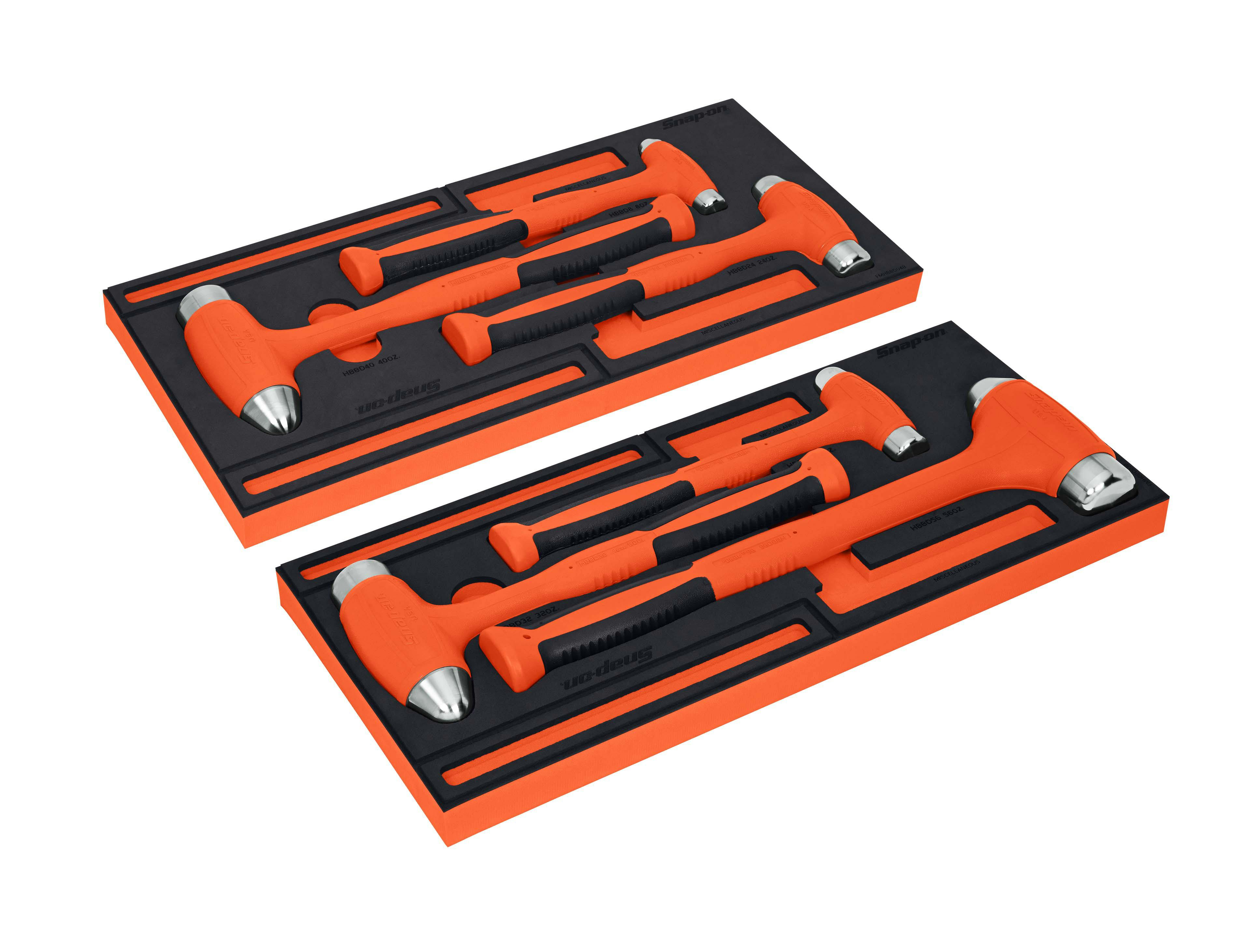 6 pc Ball Peen Soft Grip Dead Blow Hammer Master Set with PRO-FI™  Organization (Orange) - Snap-on Industrial