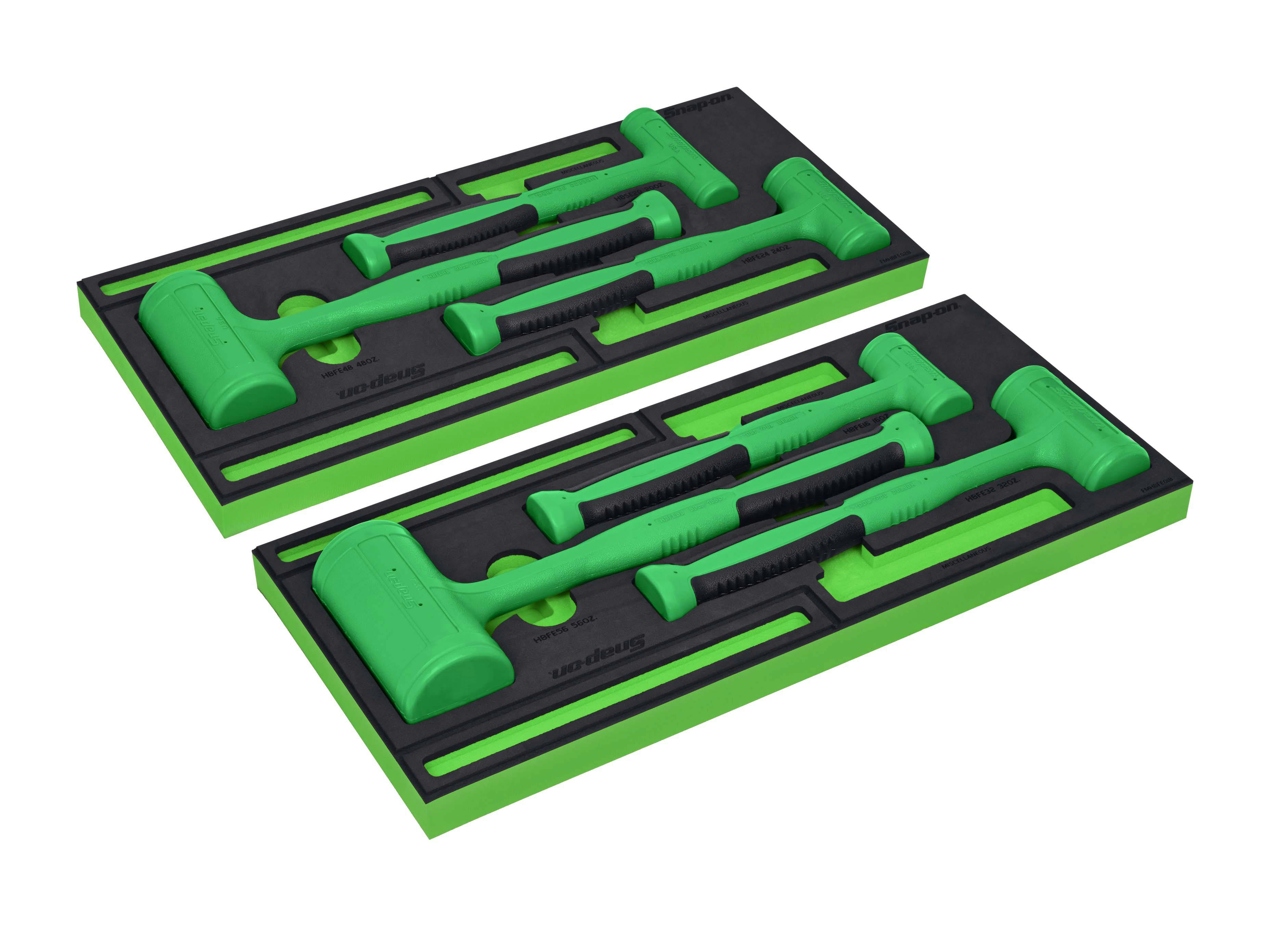 6 pc Soft Grip Dead Blow Hammer Set with PRO-FI™ Organization (Green)