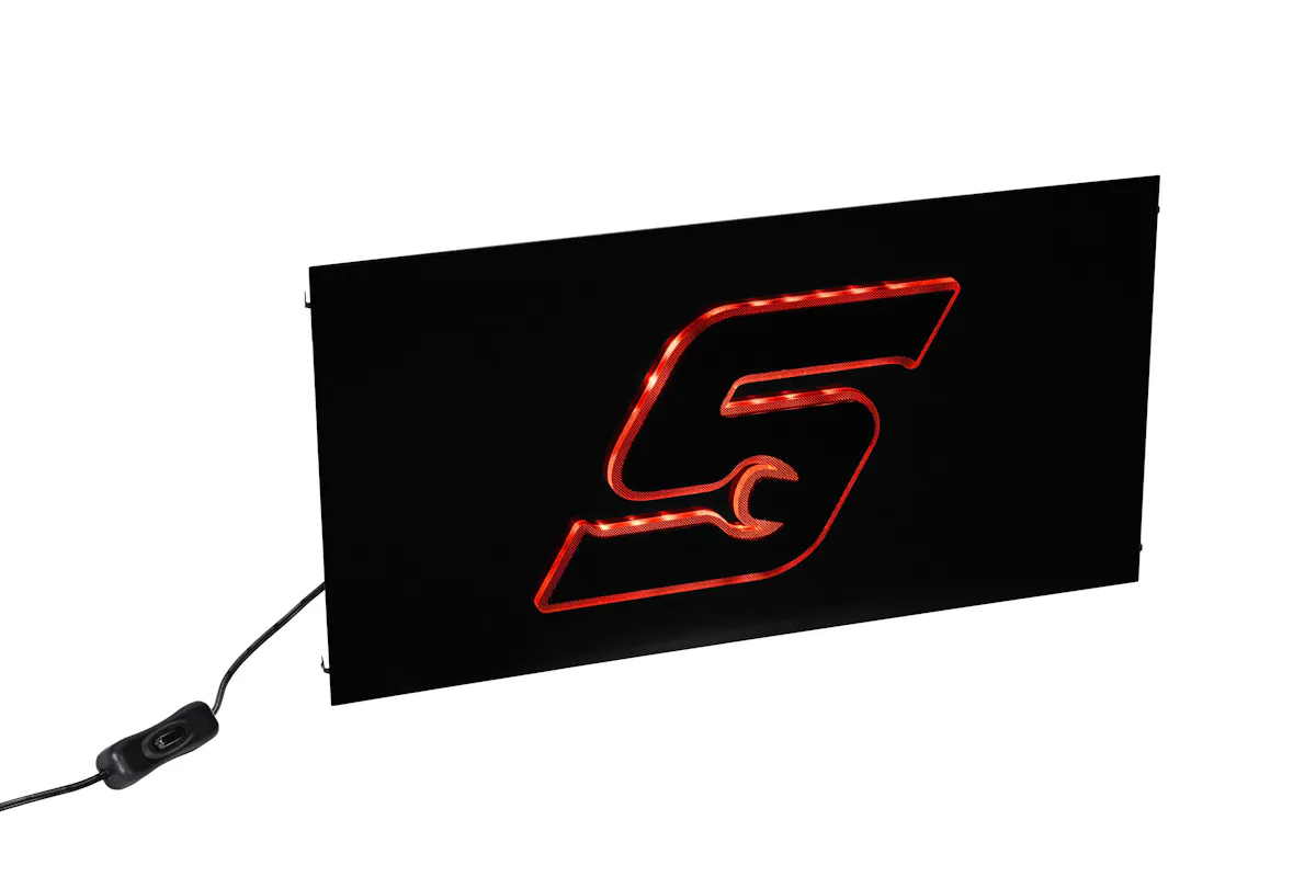 LED Red Wrench “S” Logo Drawer Front | KALED8X16PC