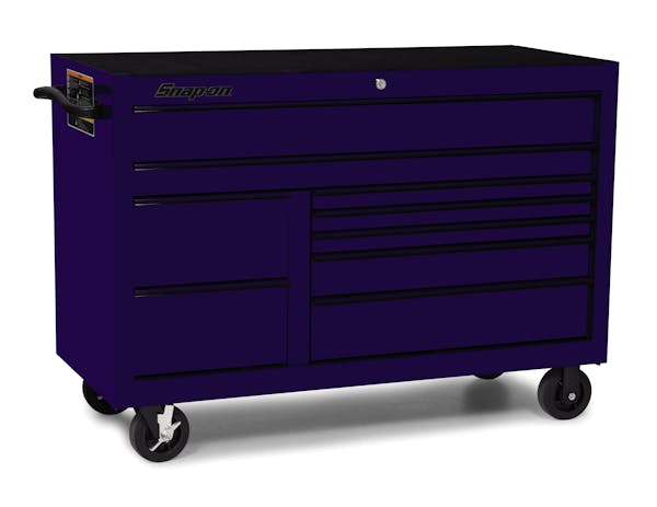 55 Nine-Drawer Double-Bank Classic Series Roll Cab with Power Drawer (Plum  Radical Purple with Blackout Trim), KCP2422BEG