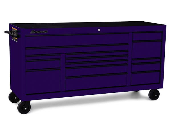 73 15-Drawer Triple-Bank Classic Series Three Extra Wide Drawer Roll Cab  with Power Drawer and SpeeDrawer (Plum Radical Purple with Blackout Trim), KCP1423BEG