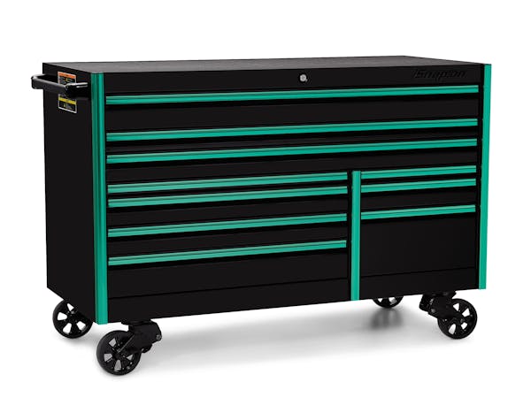 68 10-Drawer Double-Bank EPIQ™ Series Roll Cab with SpeeDrawer (Gloss  Black w/Teal Trim)