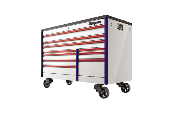 68 10-Drawer Double-Bank EPIQ™ Series Bed LIner PowerTop™ with  LED Light Roll Cab with SpeeDrawer (Arctic Silver with Purple Trim and  Blackout Details), KETN682C3ZDZ