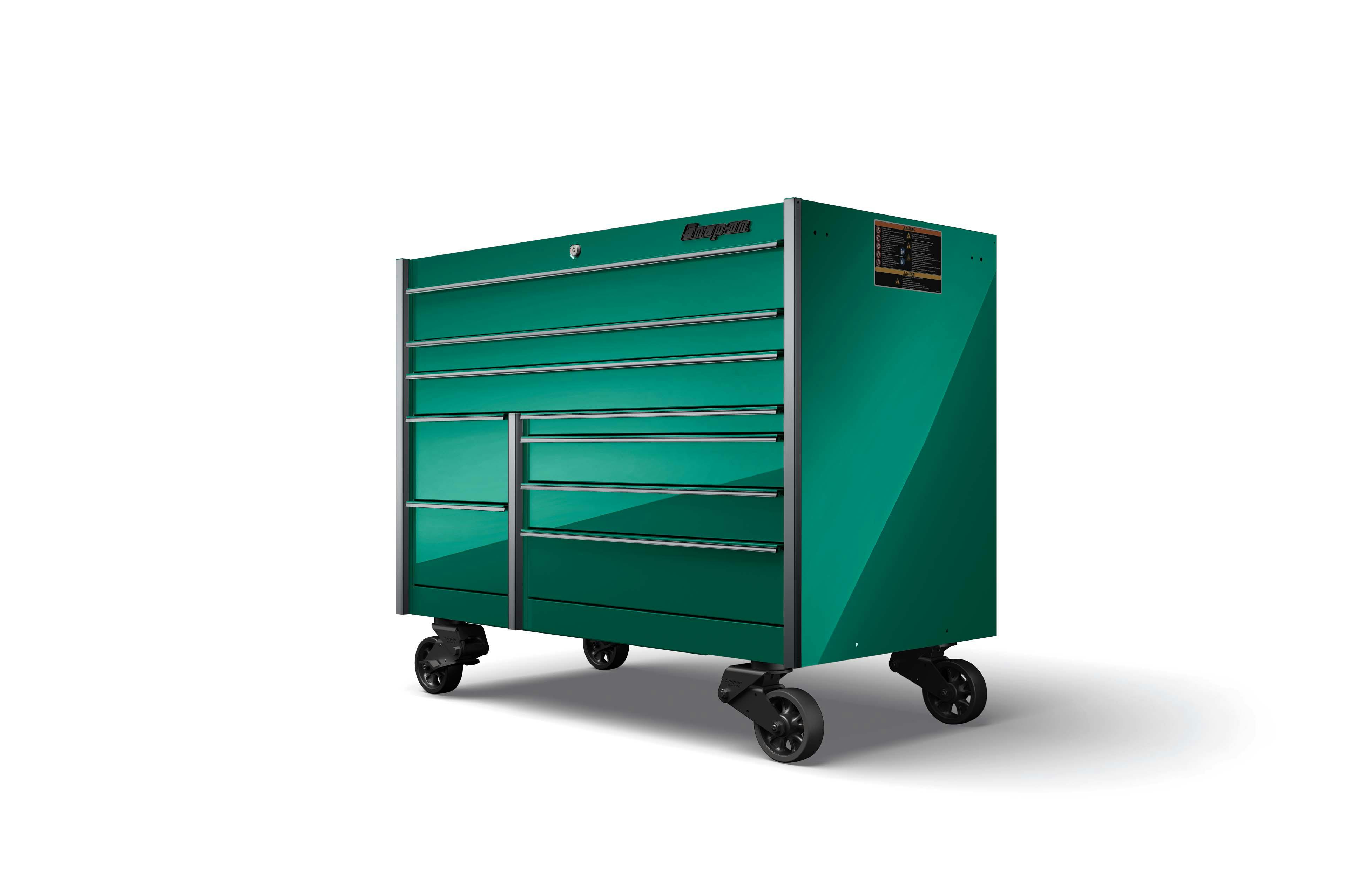 54 Nine-Drawer Double-Bank Masters Series Roll Cab with PowerDrawer and  SpeeDrawer (Teal w/Titanium Trim and Blackout Details), KMP1022ABBF