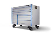 54 Nine-Drawer Double-Bank Masters Series Roll Cab with PowerDrawer and  SpeeDrawer (Teal w/Titanium Trim and Blackout Details), KMP1022ABBF