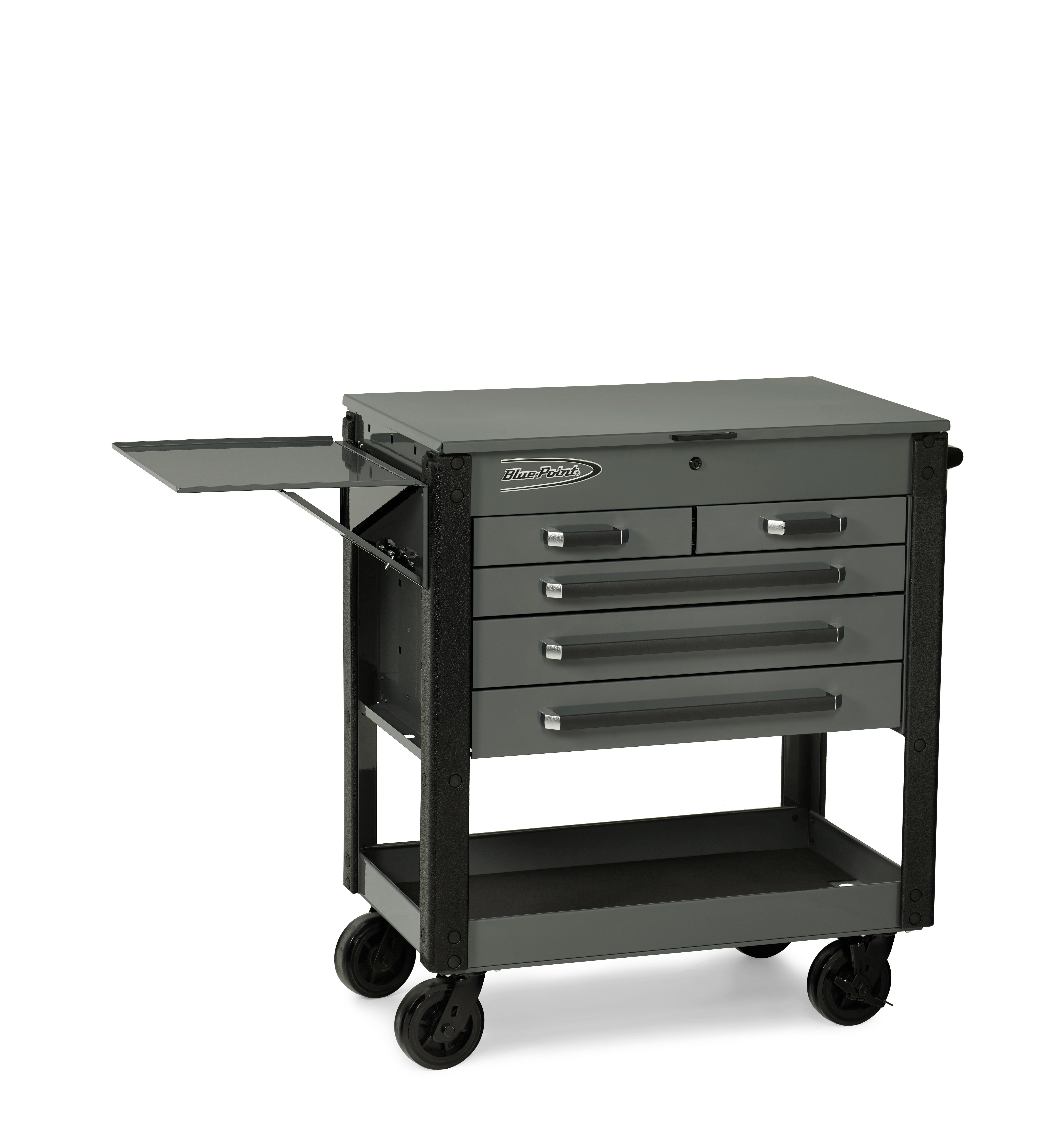 35 Five Drawer Cart Blue Point Storm Gray with Black Trim and Blackout Details