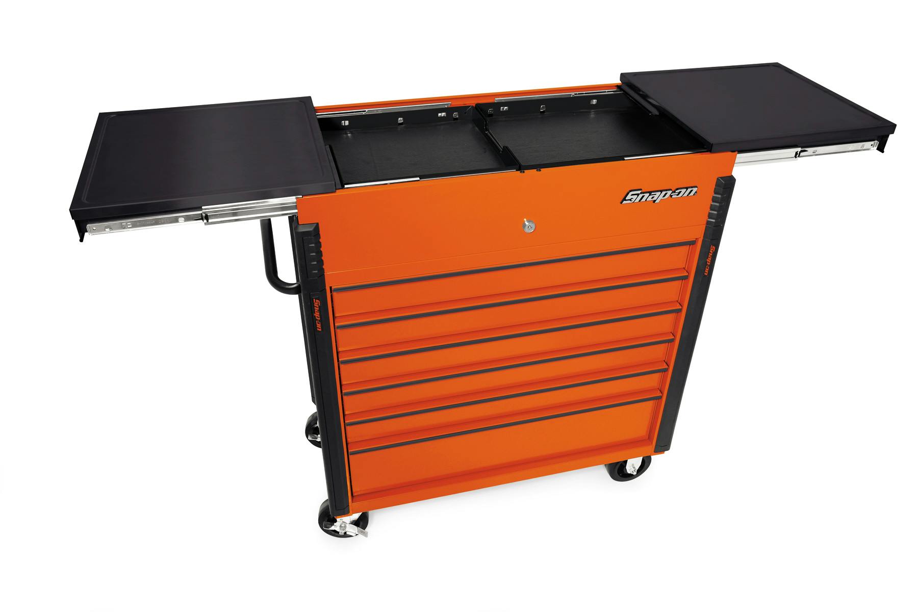 40 Sliding Lid Eight Drawer Bed Liner Shop Cart Electric Orange with Black Trim KRSC430APKH7 Snap on Store
