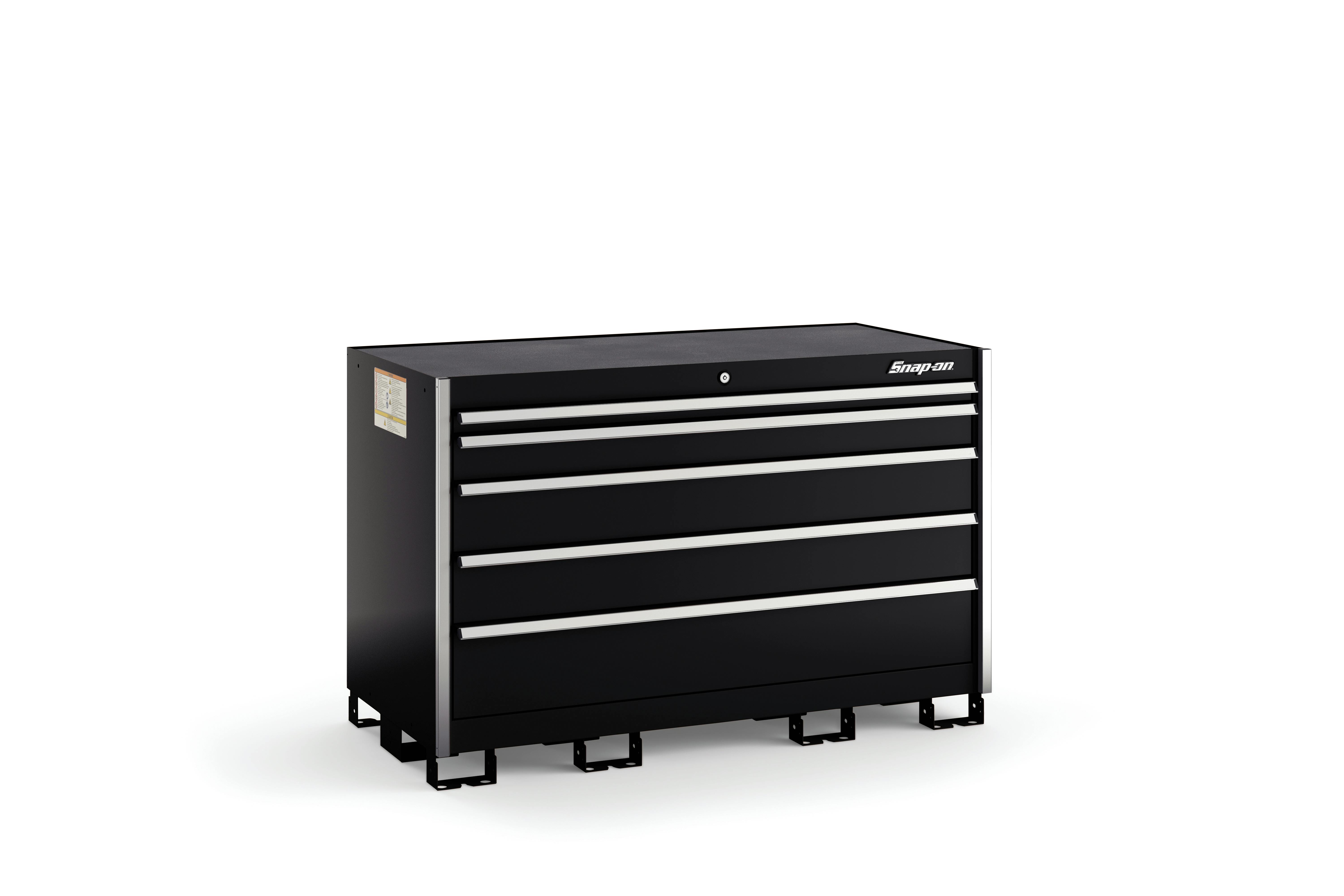 Five-Drawer Standard Tall Bench (Red with Brushed Trim) - Snap-on