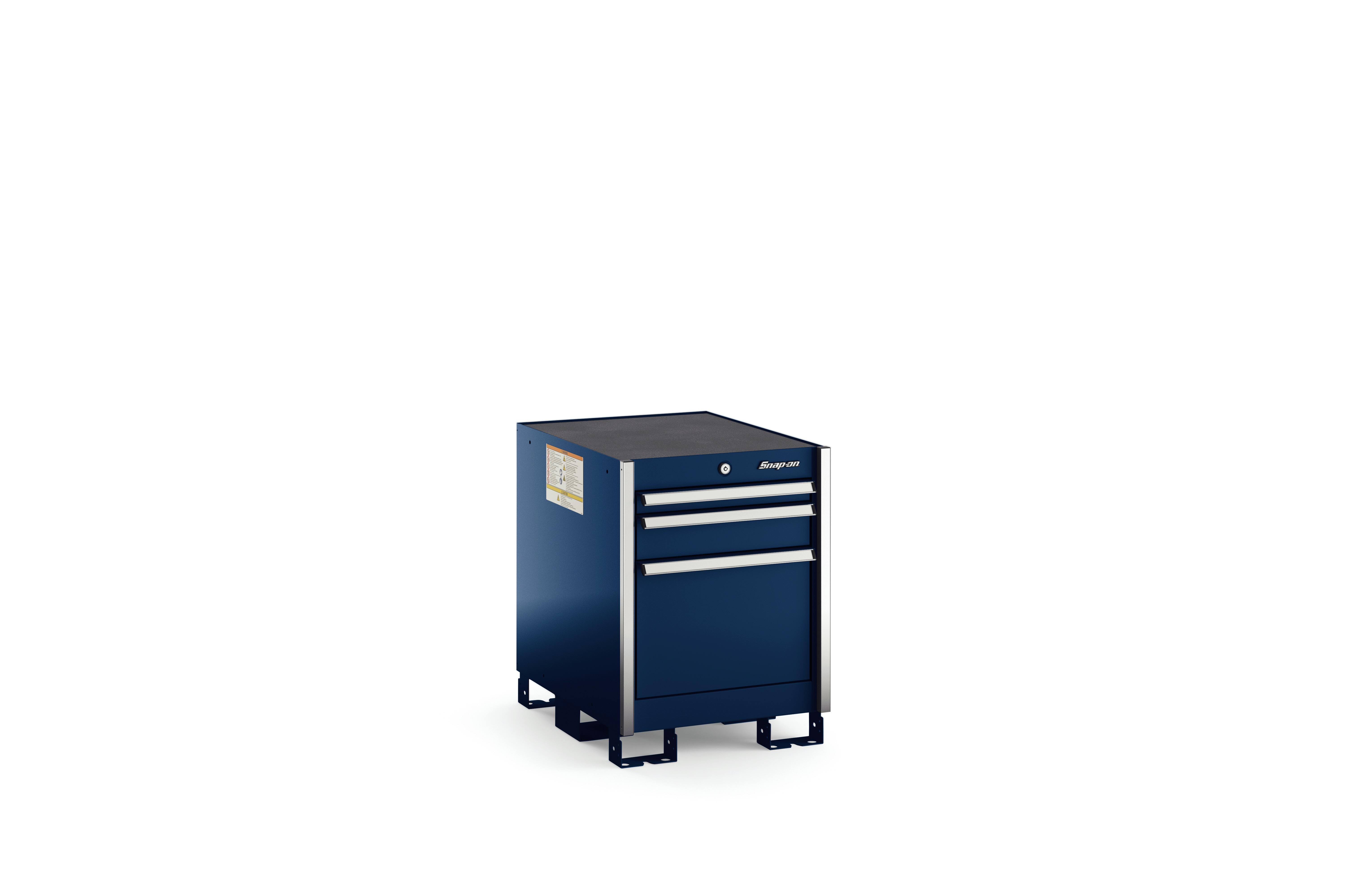 Three-Drawer Narrow Desk (Royal Blue w/Brushed Trim
