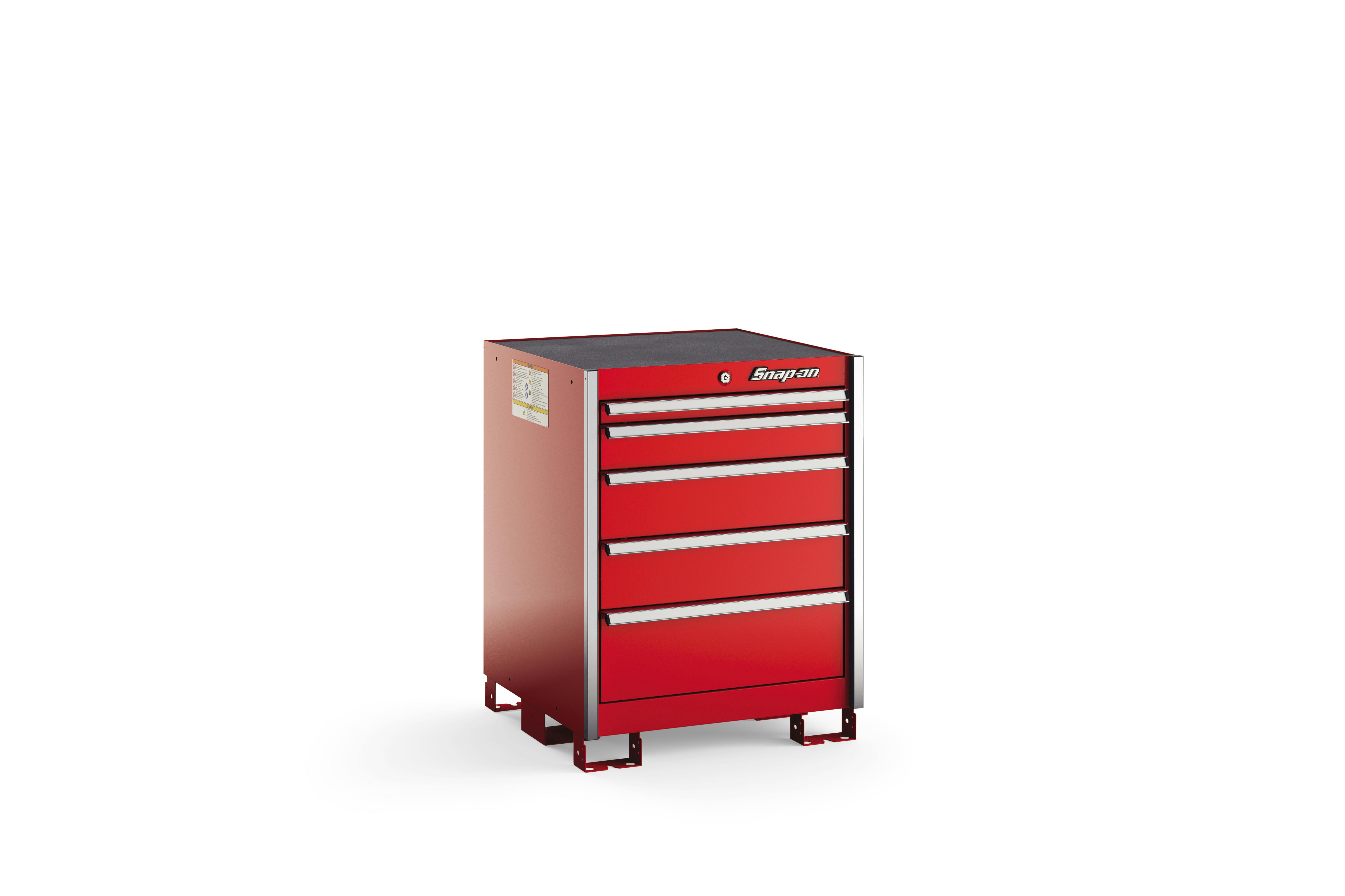 翔です Five-Drawer Standard Tall Bench (Red with Brushed Trim) - Snap-on