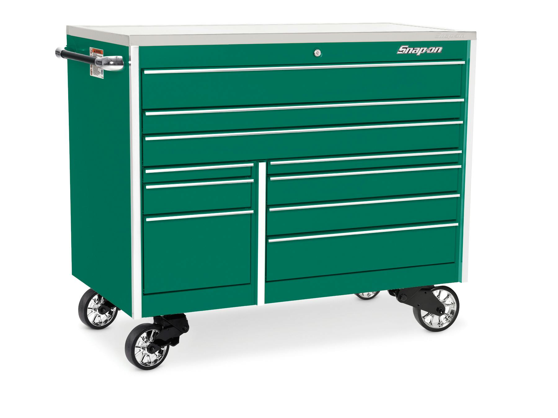 54 Nine-Drawer Double-Bank Masters Series Roll Cab with PowerDrawer and  SpeeDrawer (Teal w/Titanium Trim and Blackout Details), KMP1022ABBF