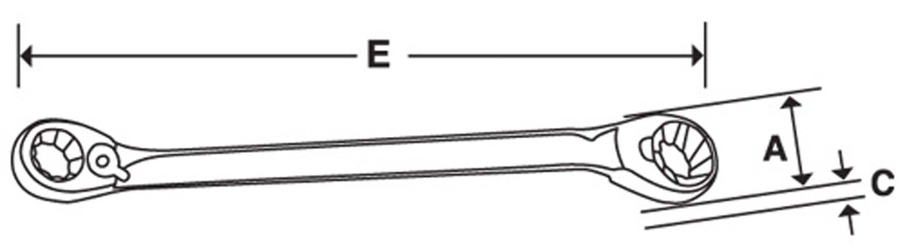 10-11 mm 12-Point Metric 25° Offset Reversible Ratcheting Box