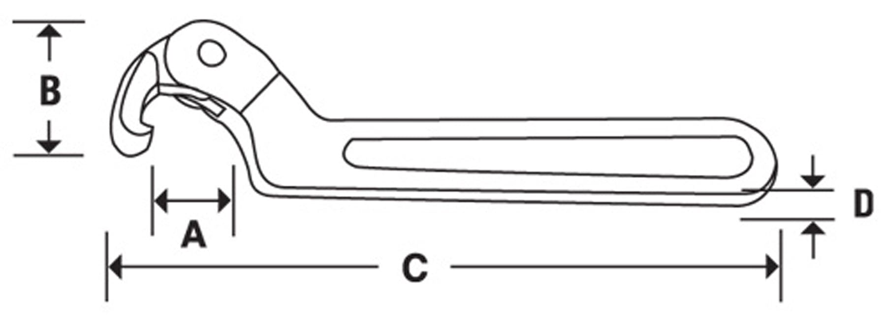 2–4-3/4 Adjustable Hook Spanner Wrench, AHS304C