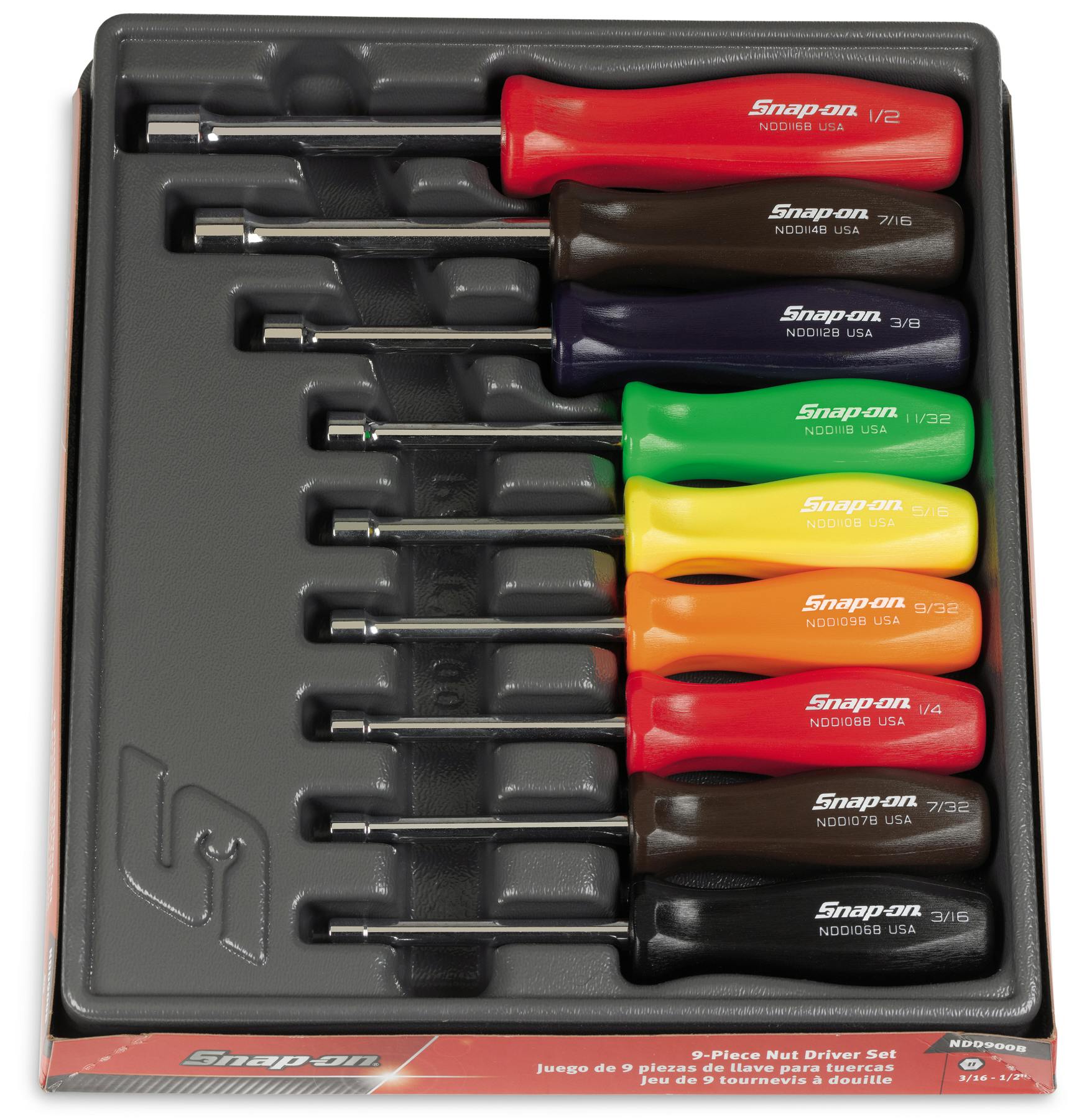 9 pc Hard Handle SAE Nut Driver Set (3/16-1/2