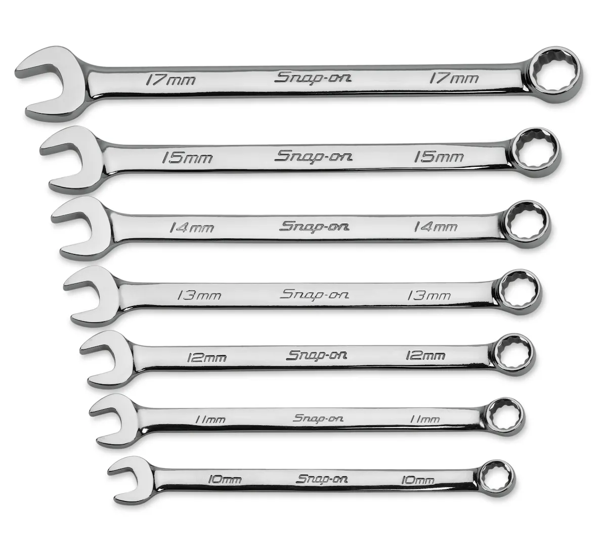 7 pc 12-Point Metric Flank Drive® Long Combination Wrench Set (10 