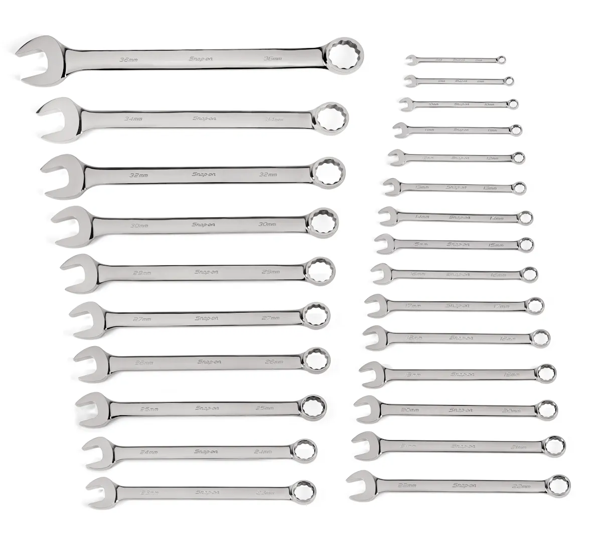 7 pc 12-Point Metric Flank Drive® Long Combination Wrench Set (10 