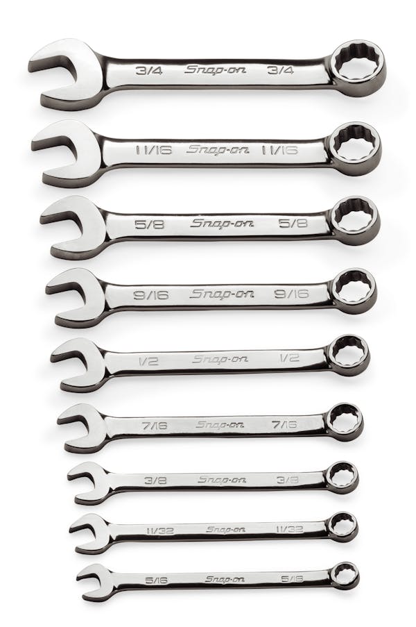 9 Pc 6 Point Sae Flank Drive Short Combination Wrench Set 5 16 3 4 Oexs709b Snap On Store