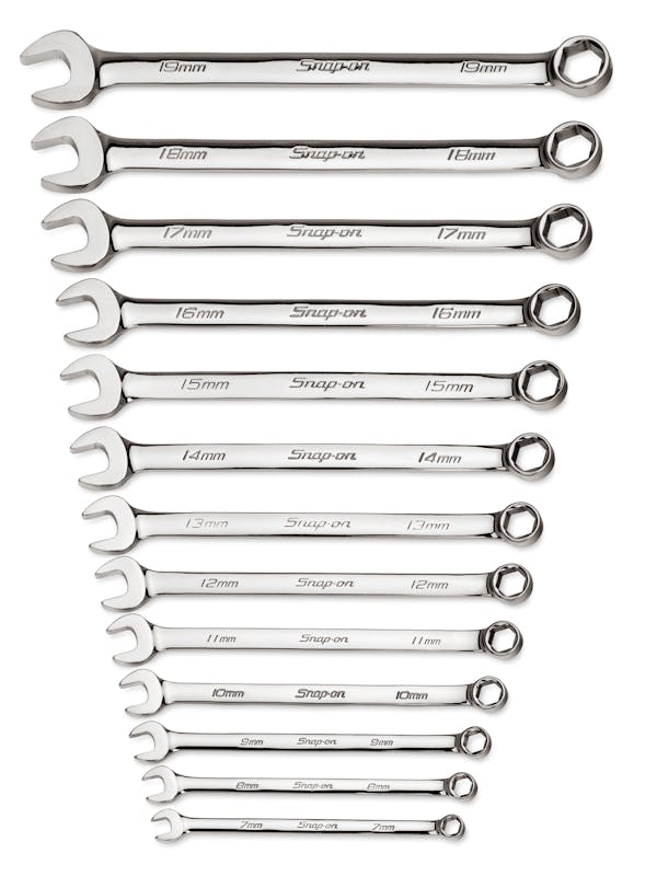 13 Pc 6 Point Metric Flank Drive Combination Wrench Set 7 19 Mm Oshm713 Snap On Store