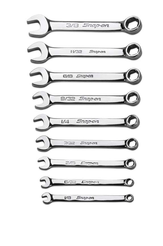 9 pc 6-Point SAE Flank Drive® Midget Combination Wrench Set (1/8-3/8