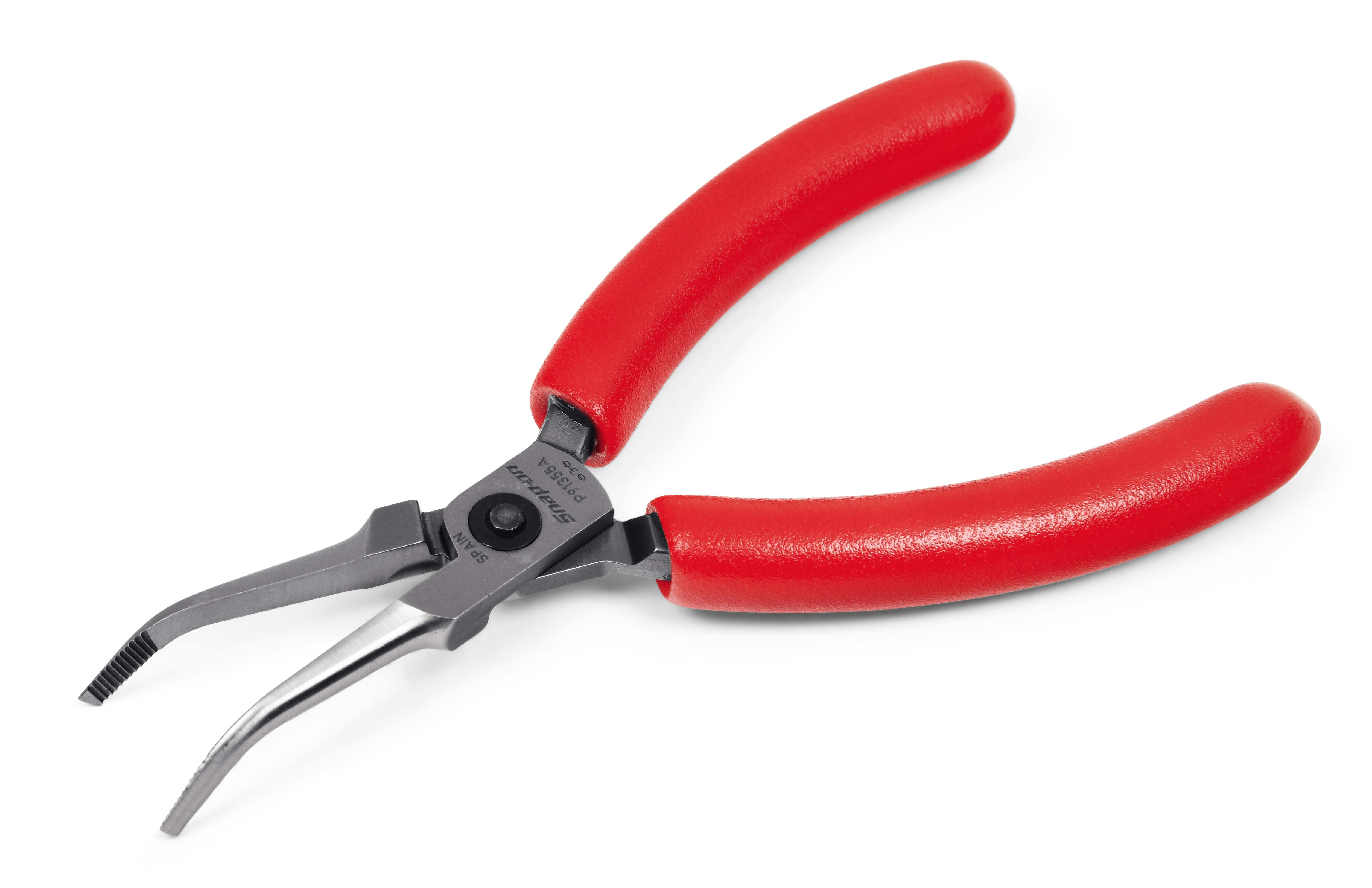 Mini Bent Nose Pliers 4.5 Toothless Curved Precision Plier W Handle - Black Red