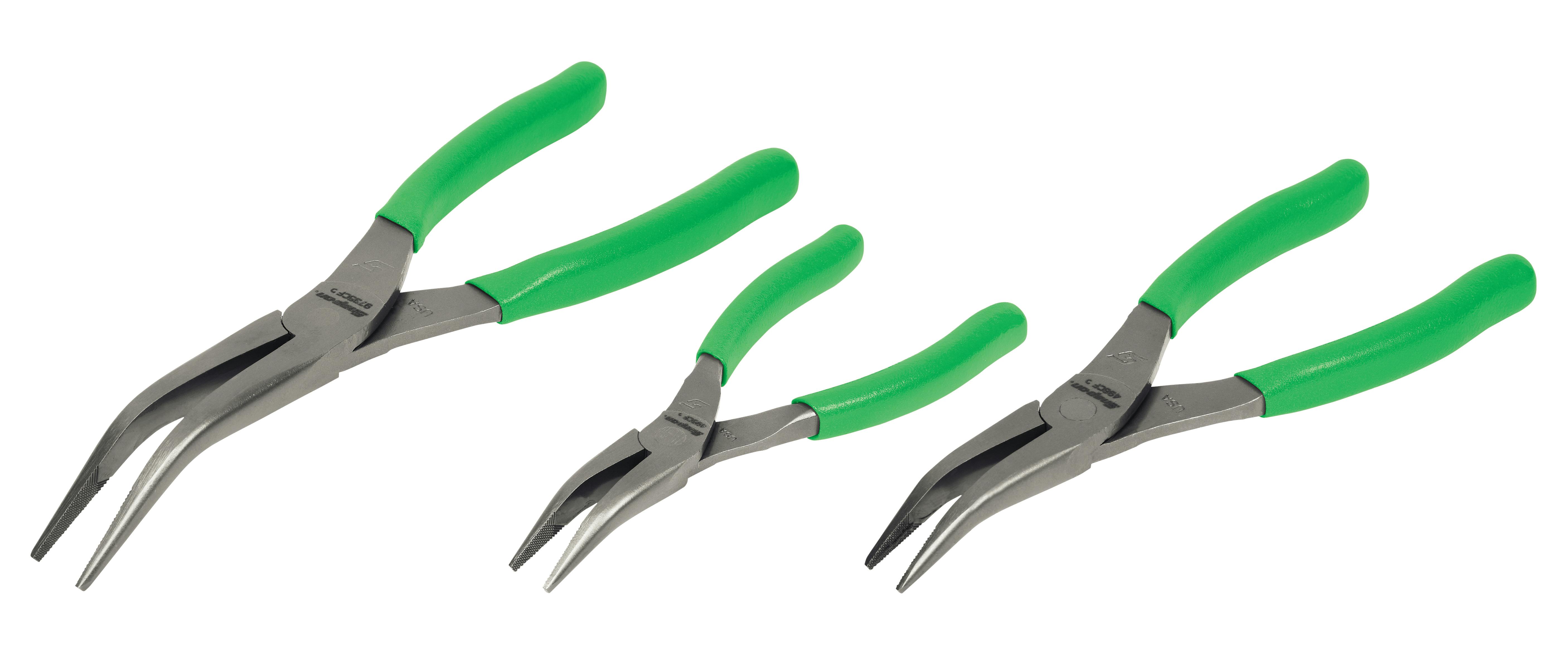 3 pc Talon Grip™ 35° Bent Needle Nose Pliers Set (Green