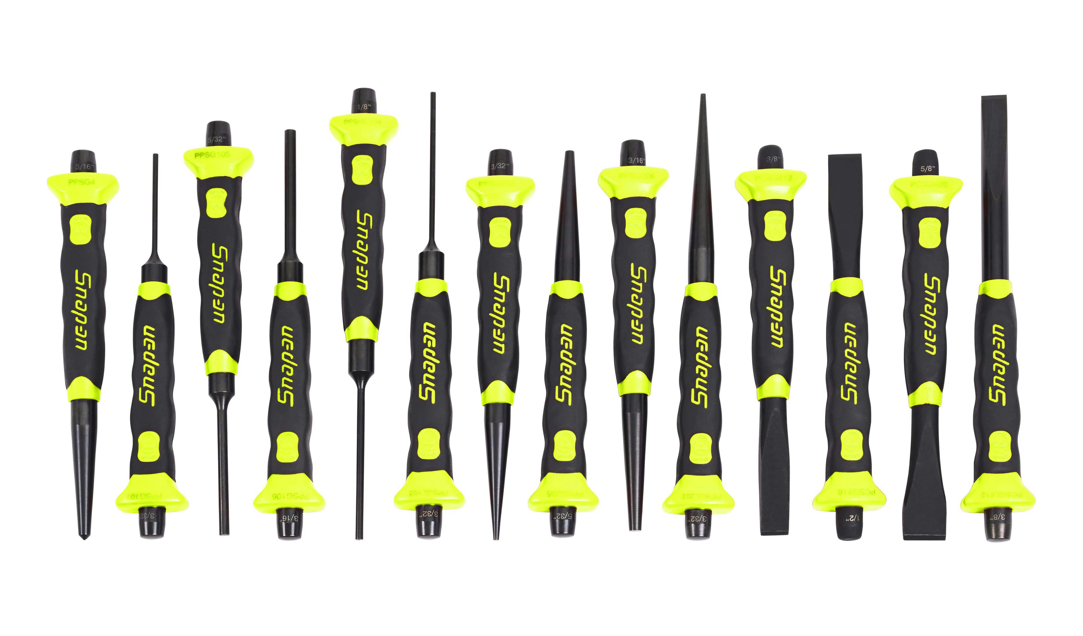 14 pc Soft Grip Long Punch and Chisel Set (Hi-Viz) | PPCSGL714HV