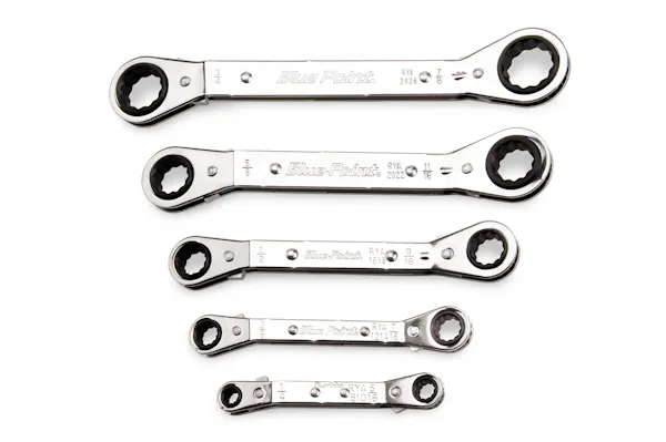 5 pc 12-Point SAE 25° Offset Ratcheting Box Wrench Set (Blue-Point 