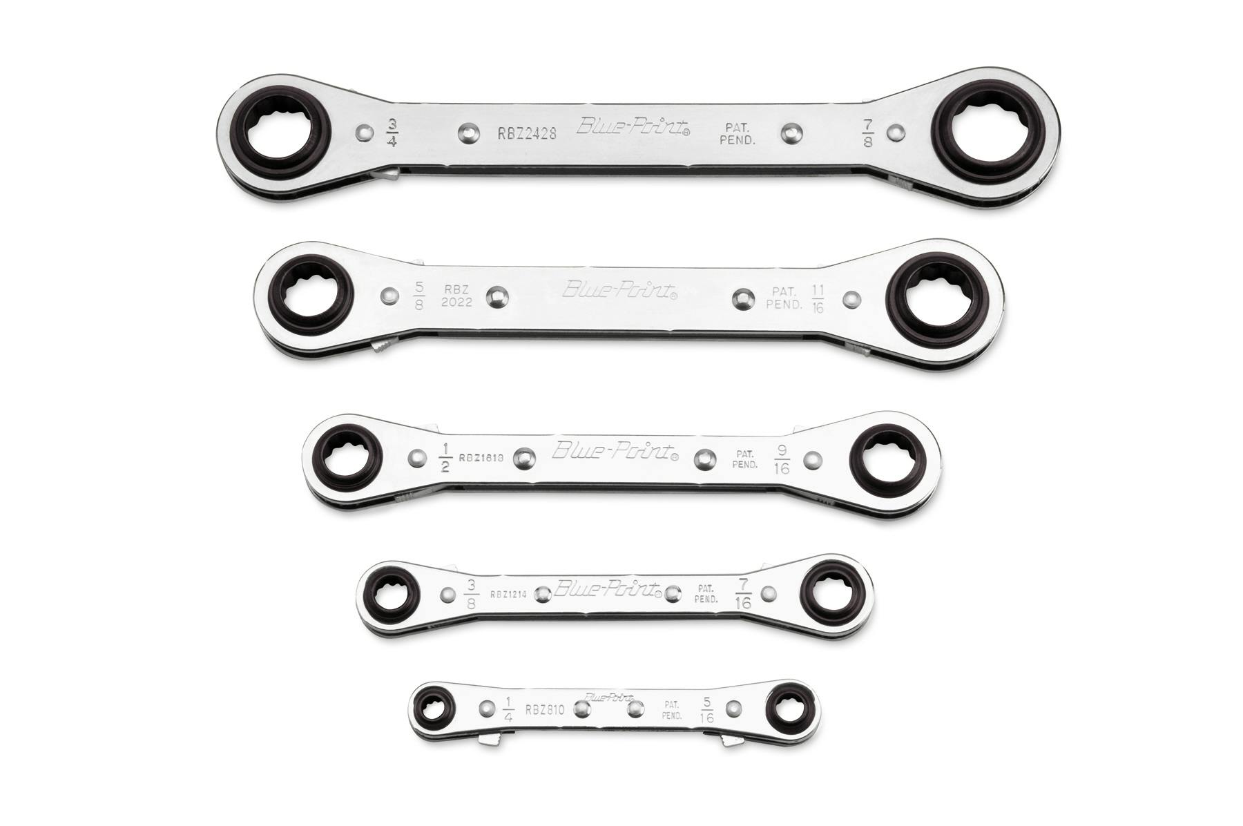 5 pc 12-Point SAE Latch-On® 0° Offset Ratcheting Box Wrench Set (1/4-7/8