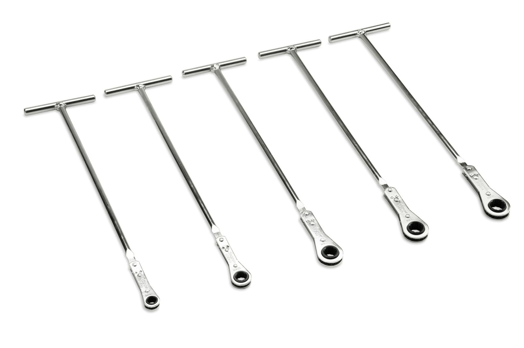 5 pc 12-Point Metric T-Handle Ratcheting Box Wrench Set (8-14 mm)