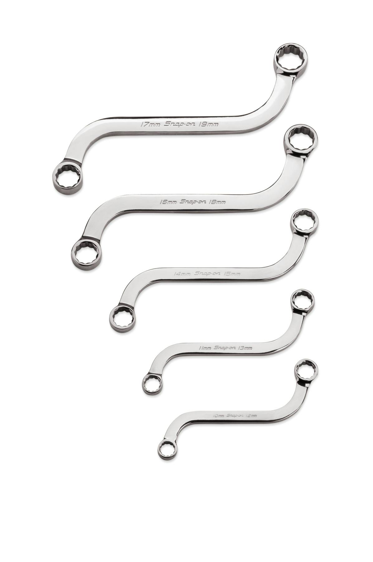 5 pc 12-Point Metric Flank Drive® S-Shaped Box Wrench Set (10–19 mm)