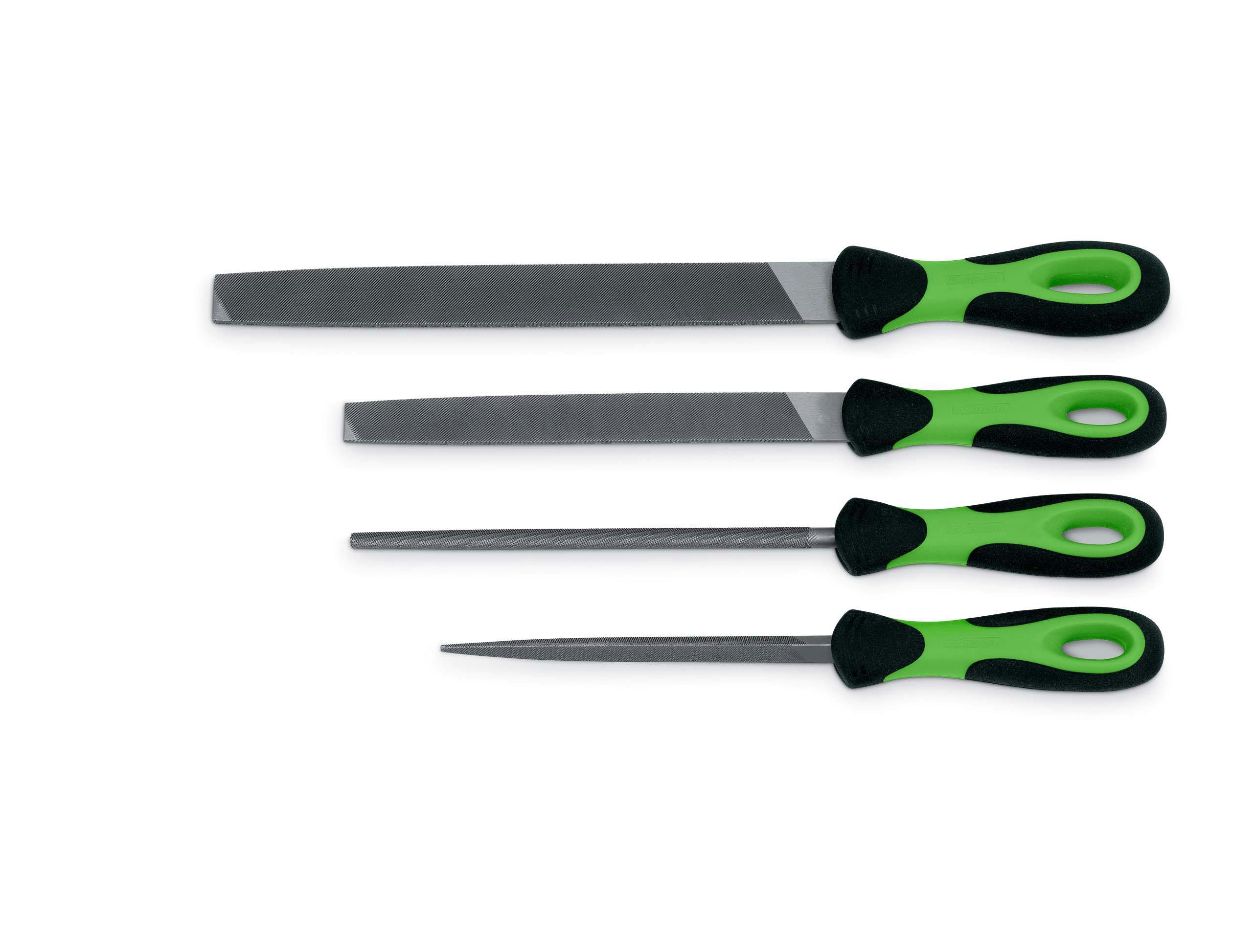 4 pc Soft Grip Handle Mixed File Set (Green) - Snap-on Industrial