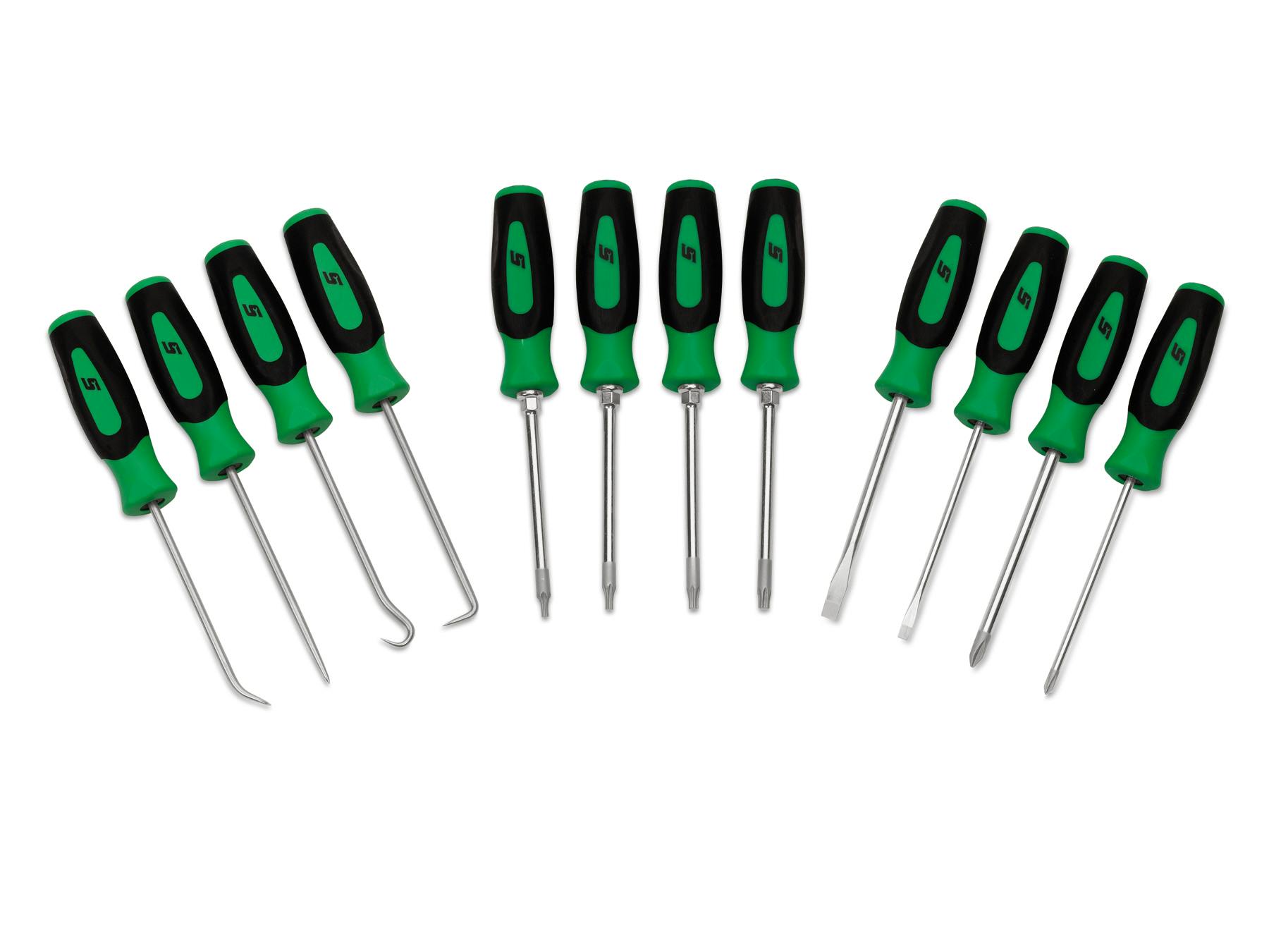12 piece Mini Pick Screwdriver Set - Green | SGMINI12AG | Snap-on 