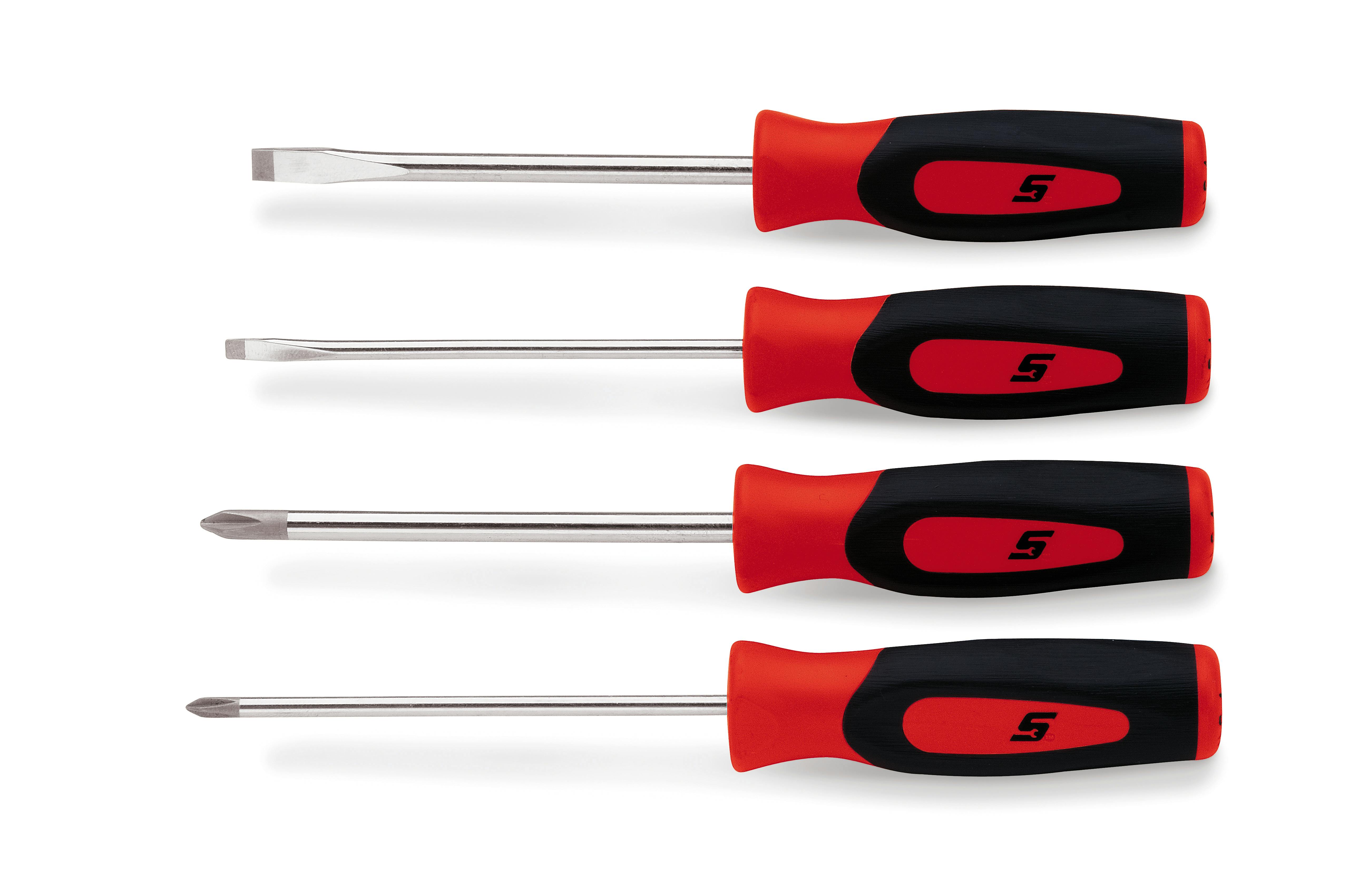 4 pc Pozidriv® Instinct® Hard Grip Screwdriver Set (Red) - Snap-on