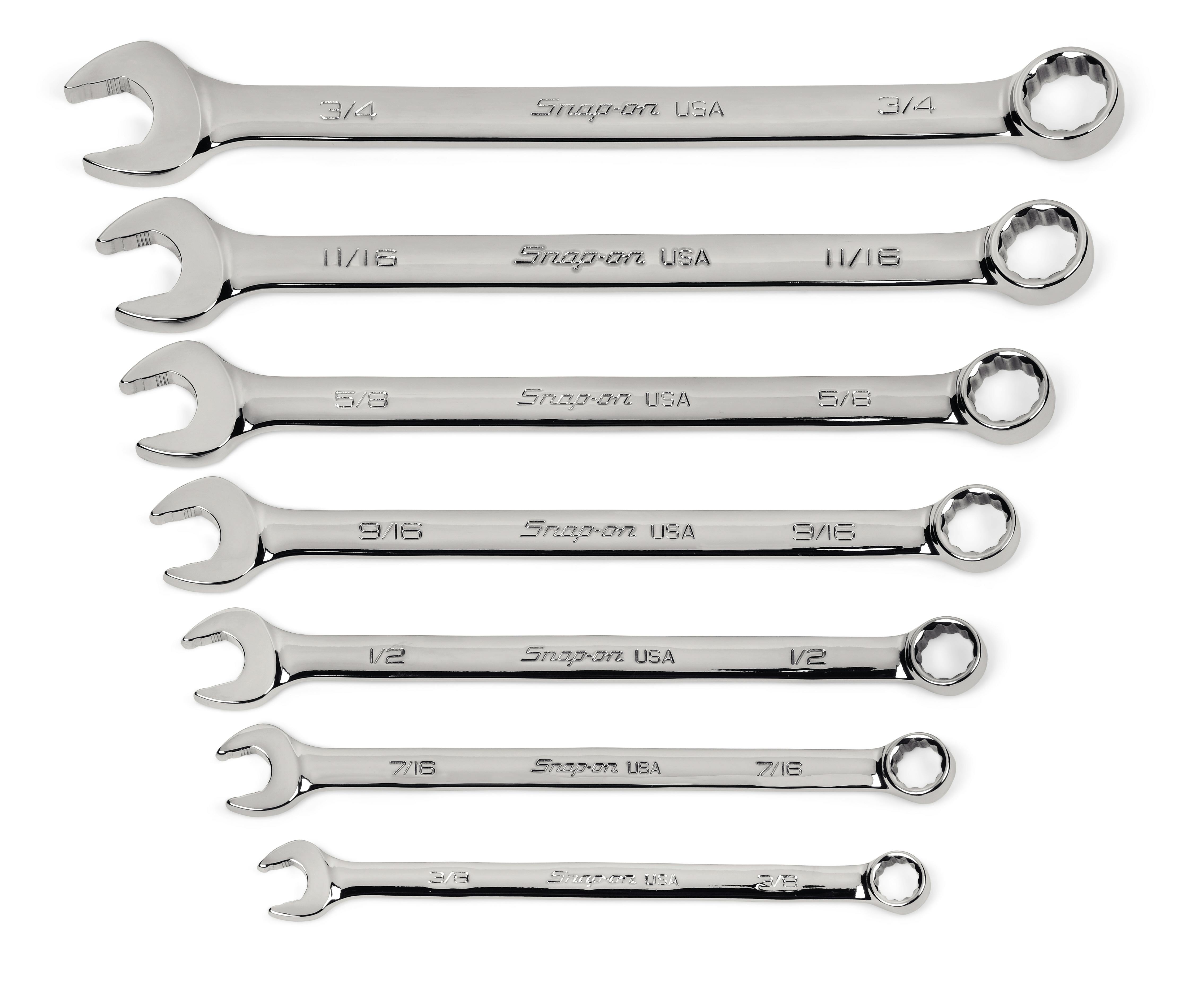 7 pc 12-Point SAE Flank Drive® Plus Combination Wrench Set (3/8–3/4