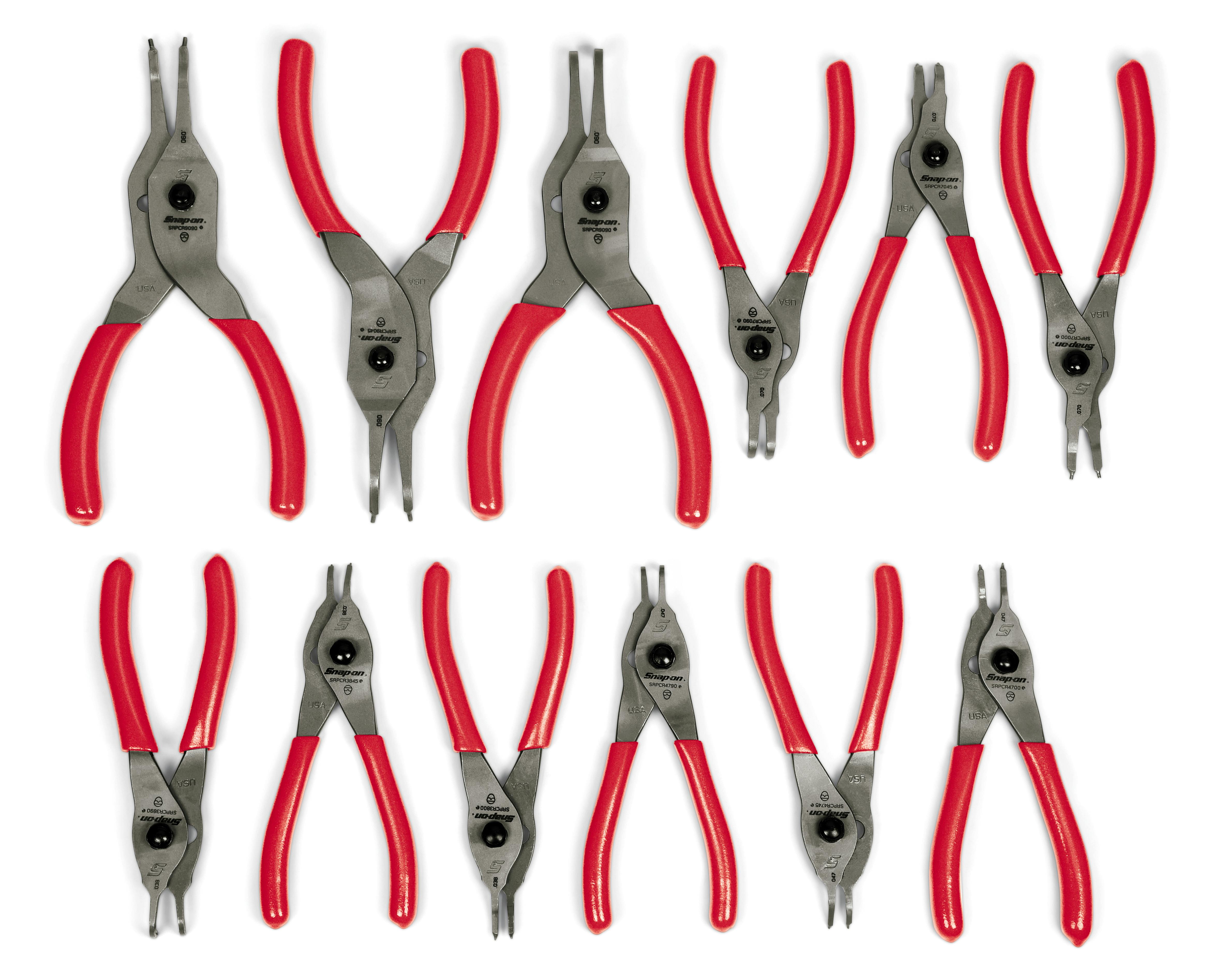 12 pc Snap Ring Pliers Set (Red)