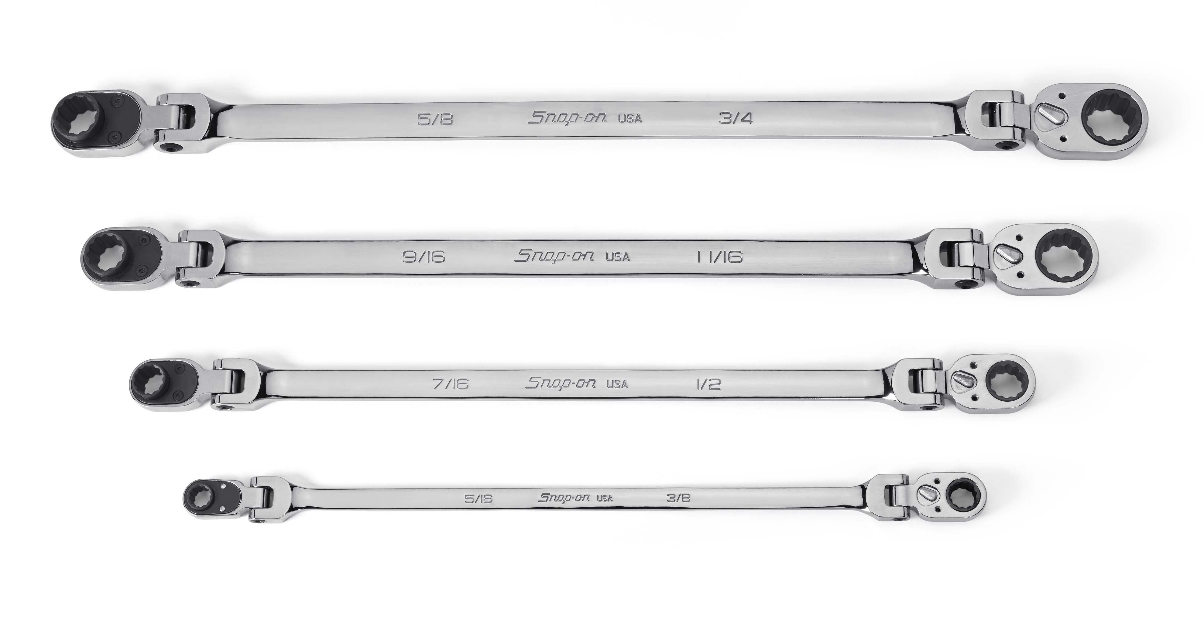 4 pc 12-Point Fractional Flank Drive® Double Flex Ratcheting