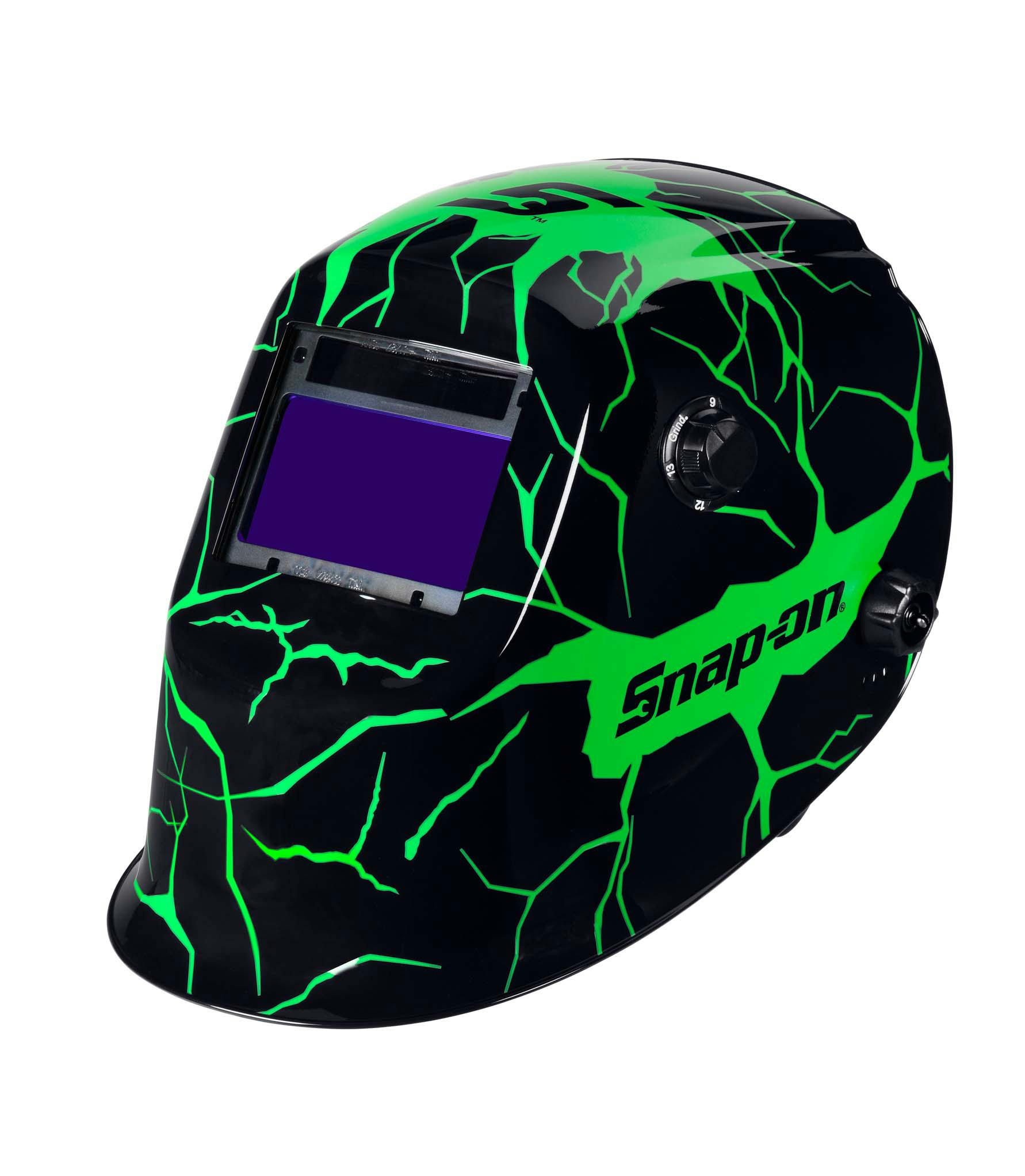 lime green welding helmet